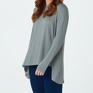AnyBody gray cozy knit rib swing top 3x